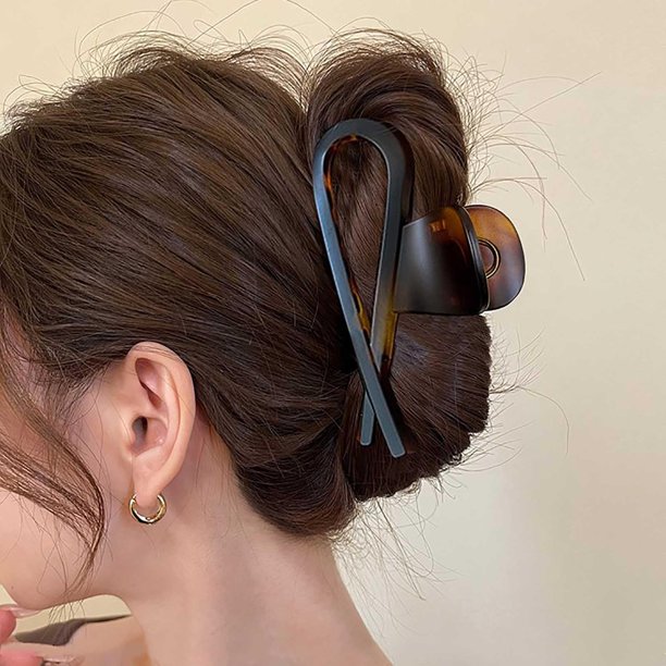 Jugielu Pinzas para el cabello grandes de color marrón francés, pinzas gruesas y enormes, pinzas para el cabello de plástico marrón, pinzas para el cabello de acrílico mate, pinzas para el cabello ant