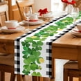 thumbnail image 5 of St. Patrick's Day Table Runner - 60 Inch Long Green Shamrock Grasses Black White Plaid Cotton and Linen Blended Dress Scarves Farmhouse Table Runner for Kitchen Dining, Coffee Table, 13" x 60", 5 of 8