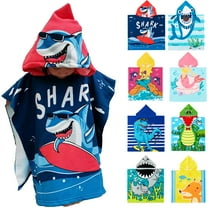 SYNPOS Baby Kids Bath and Beach Hooded Towel Wrap, 24" x 48", Dark blue Shark