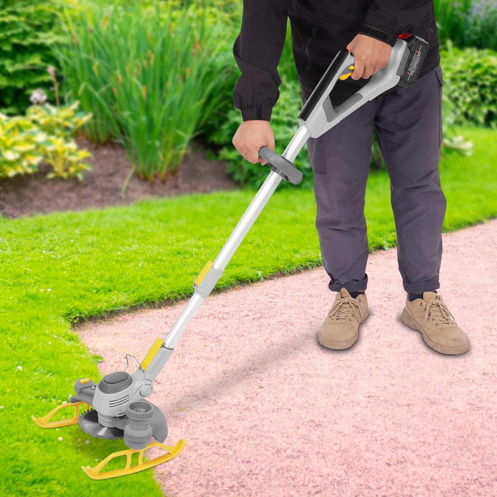 ToppiJoy Cordless String Trimmer with Charger, 4.0Ah Battery Powered, Lawn Edger with Adjustable Telescopic Pole, Grass Trimmer for Lawn Care and Yard Work