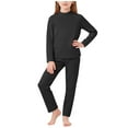 thumbnail image 2 of Spazoro Girls Outfit Sets Size 0-13Y, Solid Color Spring and Fall 2 PC Casual Fleece Long Sleeved Shirts & Pants Sets for Kids Black, 2 of 7