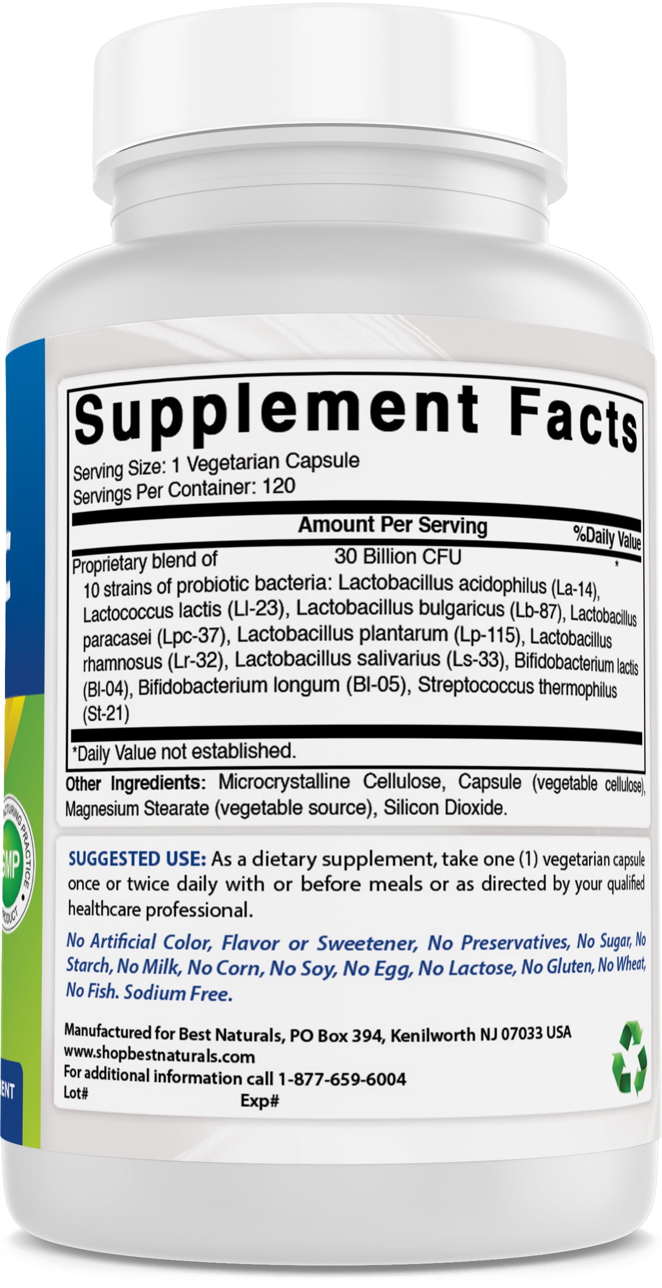 (2 pack) Best Naturals Probiotic 10 Strains & 30 Billion CFU Intestinal Flora 60 Vegetarian Capsules | Shelf Stable probiotic