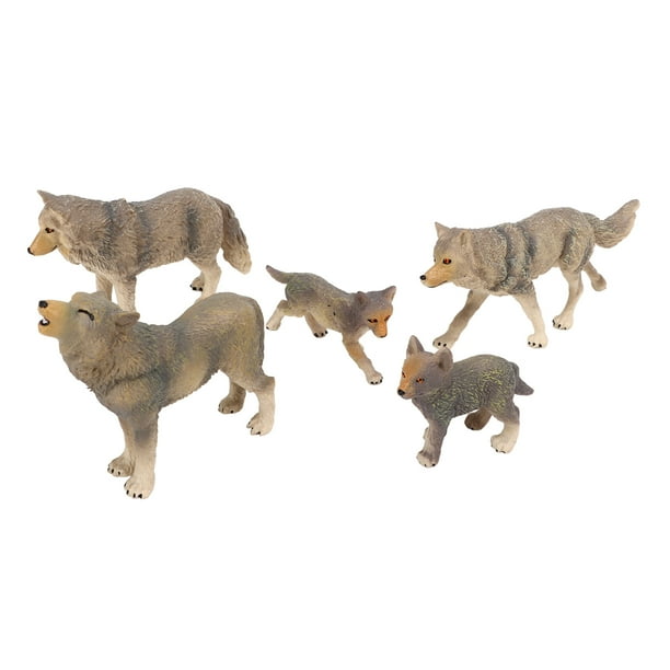 Modelo de animal de simulación, 5 piezas Figura de lobo Animal salvaje Juguetes de lobo Figura de lobo Juguetes Resultados impresionantes