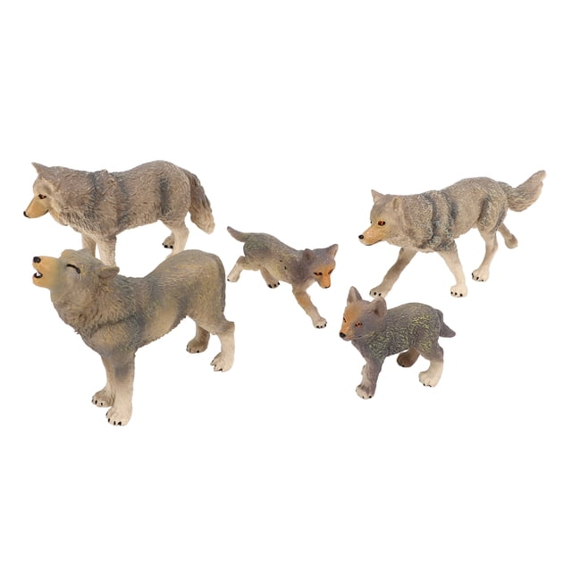 Modelo de animal de simulación, 5 piezas Figura de lobo Animal salvaje Juguetes de lobo Figura de lobo Juguetes Resultados impresionantes
