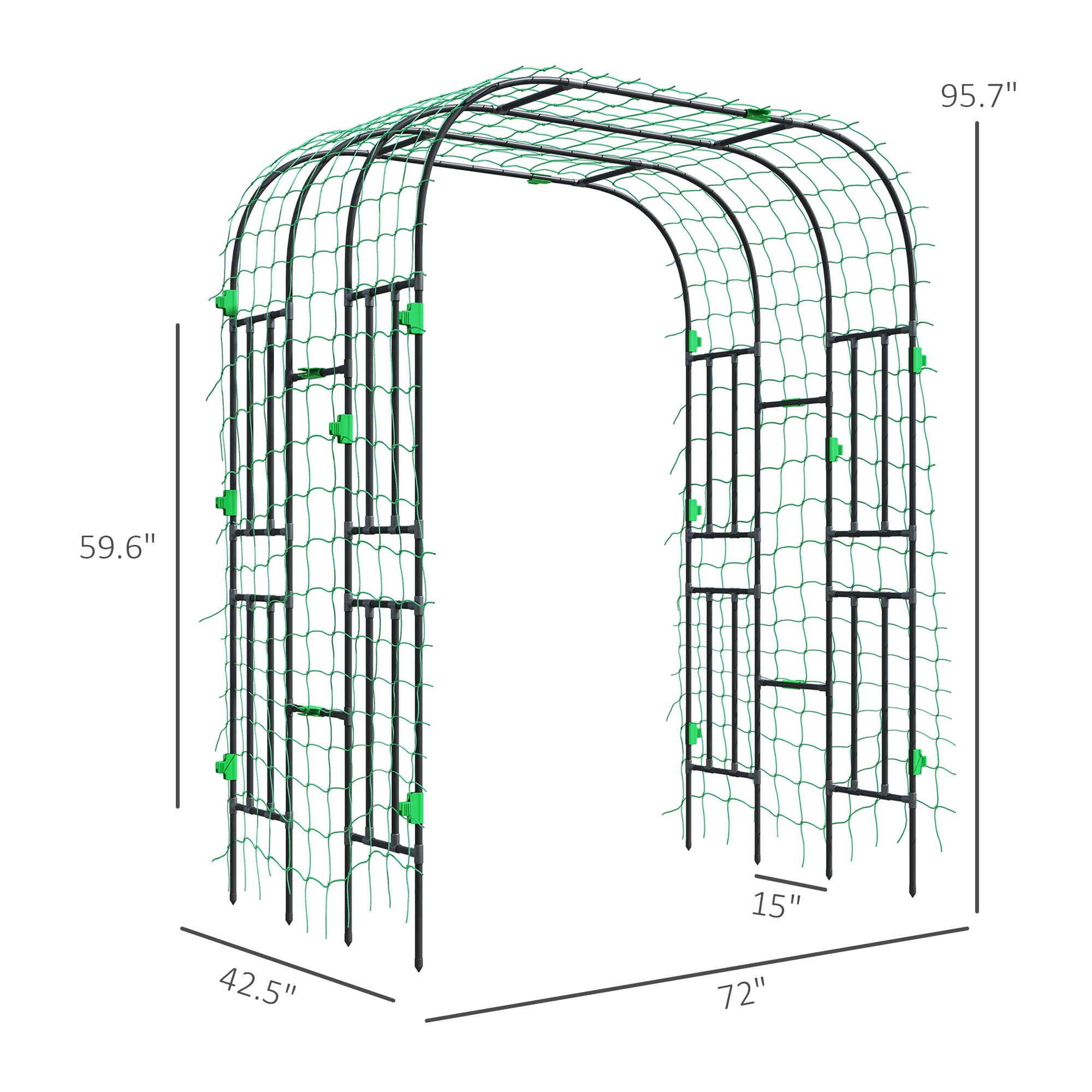 Dranite 8 FT Tall Garden Arch Trellis for Outdoor Decor,Metal Plant Support with Climbing Net