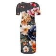 thumbnail image 5 of breaise Solid Color & Floral Side Ruch Maternity Dress Crew Neck Bodycon Dress Short Sleeve Baby Shower Dress Casual Lounge Pregnancy Dress Daily Wear, 5 of 6