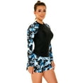thumbnail image 6 of IDOPIP Women 2 PC Rash Guard Long Sleeve Swimsuits Swim Shirt with Shorts Set Surf Bathing Suits, 6 of 7