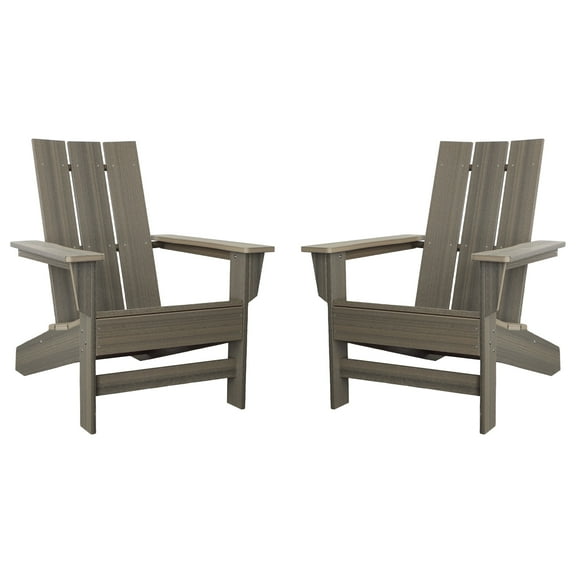 DuroGreen Aria Adirondack Chairs Made with All-Weather Tangent Sustainable Lumber, Set of 2, Oversized, High End Patio Furniture for Porch, Lawn, Deck, Fire Pit, No Maintenance, Coastal Gray