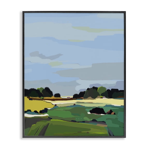 Stupell Industries Contemporary Rural Grassland Fields Landscape Black Framed Giclee Art, 24 x 30, by Nikita Jariwala