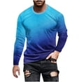 thumbnail image 2 of Awdenio Men's Blouse Gradient Casual Round Neck Long Sleeve Pullover Printed T-Shirt Blouse Tops Trendy Comfortable,Blue,4XL, 2 of 5