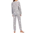 thumbnail image 4 of Fesfesfes Women's Elegant Homewear Five-Pointed Star Printed Casual Long Sleeve Round-Neck Blouses Pants Sets Soft Comfy Pajama Set(White#3,S), 4 of 4