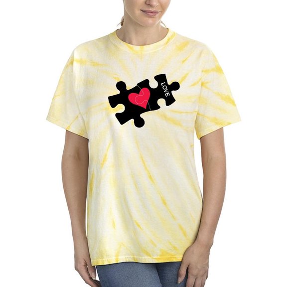Love Heart Puzzle Art Tie Dye Cyclone Women -Image by Shutterstock, Female Medium