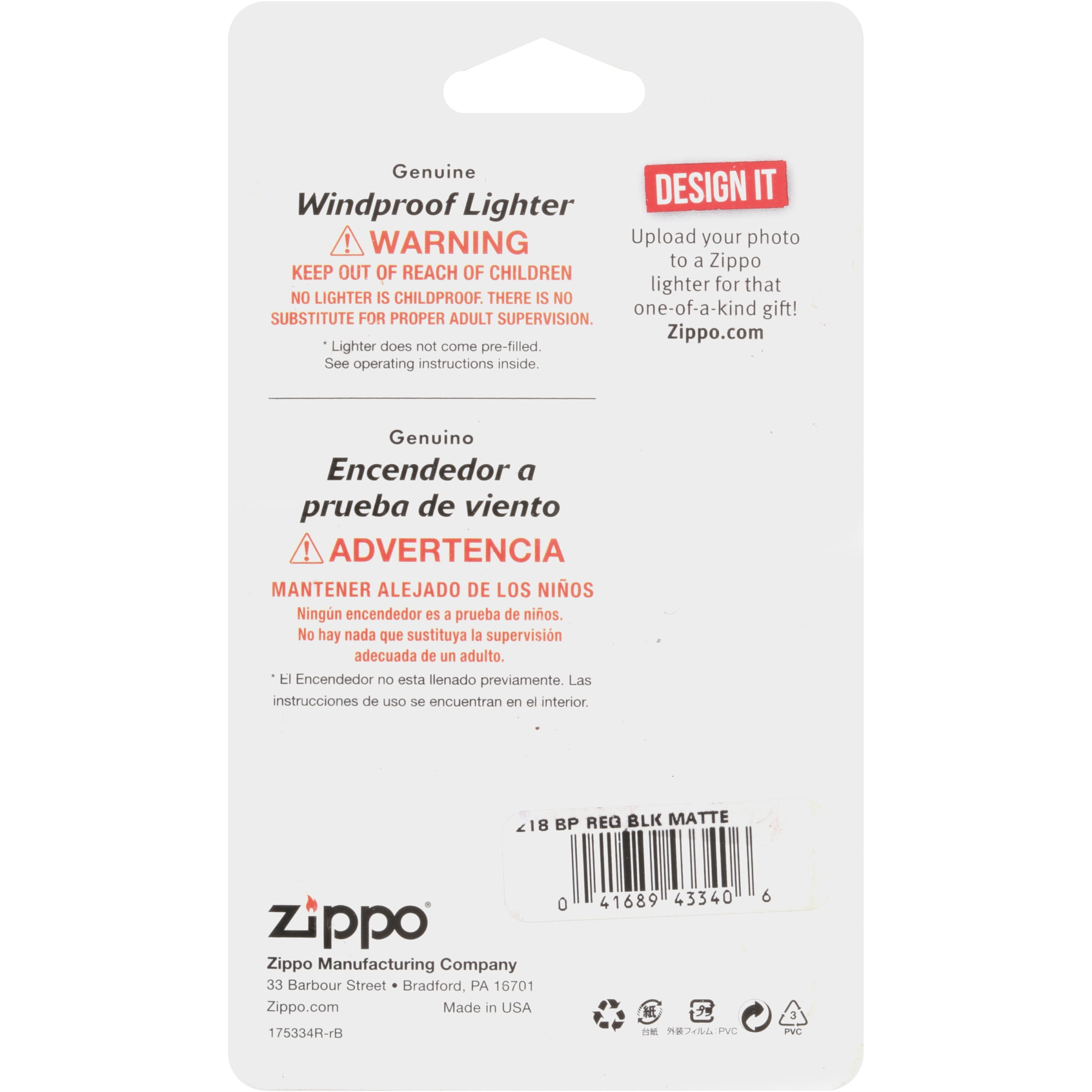 Zippo® Regular Black Matte Genuine Windproof Lighter - Walmart.com