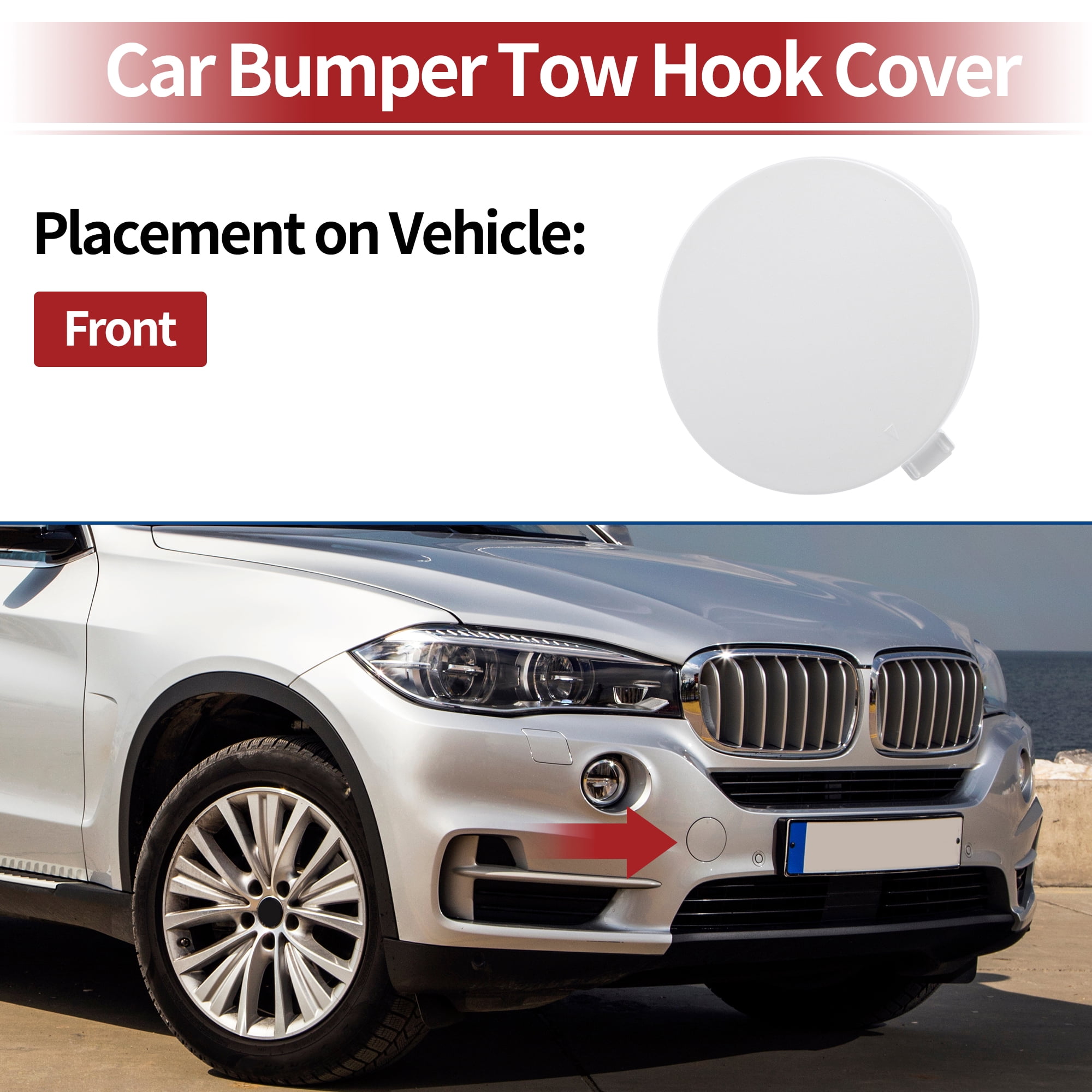 Unique Bargains Tow Hook Cover for BMW X5 F15 2014-2018 White