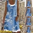 thumbnail image 2 of Women's A-Line Dress Sleeveless Spring Summer Casual Patchwork Print Knee Length Dress Fashion 3D Printing Denim Print DressM Gao Jinjia LED, 2 of 2