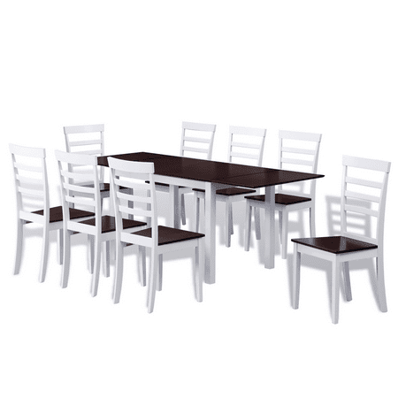 Vidaxl Brown White Solid Wood Extending Dining Table Set Vidaxl Brown White Solid Wood Extending Dining Table Set