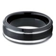 thumbnail image 3 of Silly Kings 8mm Black Brushed Tungsten Carbide Ring Unique Silver Edged Wedding Band Comfort Fit Unisex, 3 of 3