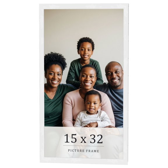 15x32 Frame White Real Wood Picture Frame Width 0.75 inches | Interior Frame Depth 0.5 inches |
