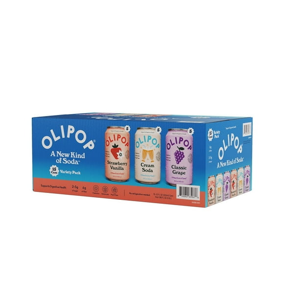 Olipop Variety Pack, A New Kind of Soda, 12 Fluid Ounce (Pack of 15)