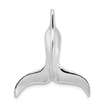 Auriga Fine Jewelry 14K White Gold 3-D Polished Whale Tail Chain Slide for Women (L- 30.05mm W-25.9 mm)