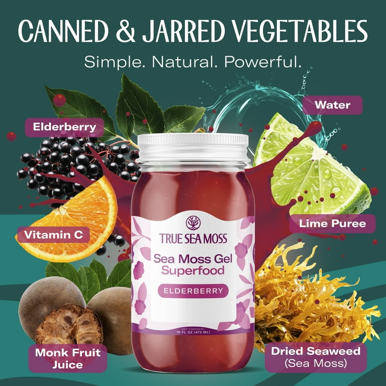 True Sea Moss Wildcrafted Irish Sea Moss Gel with Elderberry 32 oz