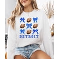 thumbnail image 5 of Detroit Football Sweatshirt for Women Teens and Kids Footballs and Blue Coquette Bows Pullover White Sweatshirt Adult X-Large, 5 of 5