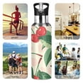 thumbnail image 5 of Cherries and Green Leaves Sports Bottle with Straw Stainless Steel Water Jug Portable Thermal Cup Leak-proof 1000ML, 5 of 9