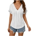 thumbnail image 4 of YUGYXL Women Tops Spring Vacation Summer Sweaters Short Sleeve Shirts Fashion Dressy Casual Business V Neck Blouses White XXL, 4 of 6