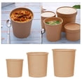 thumbnail image 4 of 50PCS Kraft Paper Food Cup Disposable Round Soup Container Take out Cup with Lid, 4 of 9