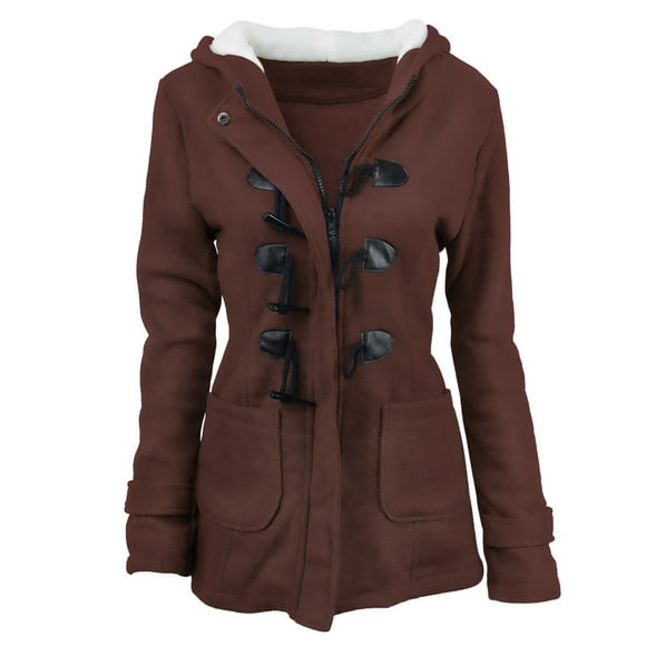Manteaux d'Hiver pour Femmes, Parka Chaude Doublée en Sherpa, Veste à Boutons Brandebourg, Manteau Caban à Manches Longues, Doudoune Grande Taille