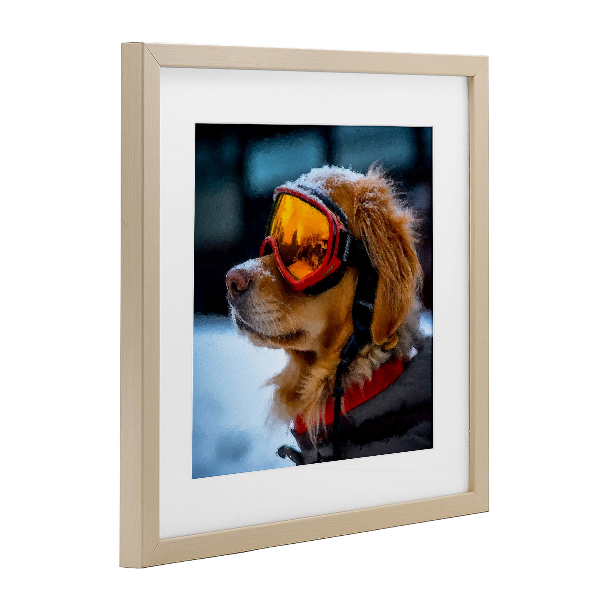 Stupell Industries Ski Goggles Dog Birch Framed Print Under Glass, design by Sean Parnell