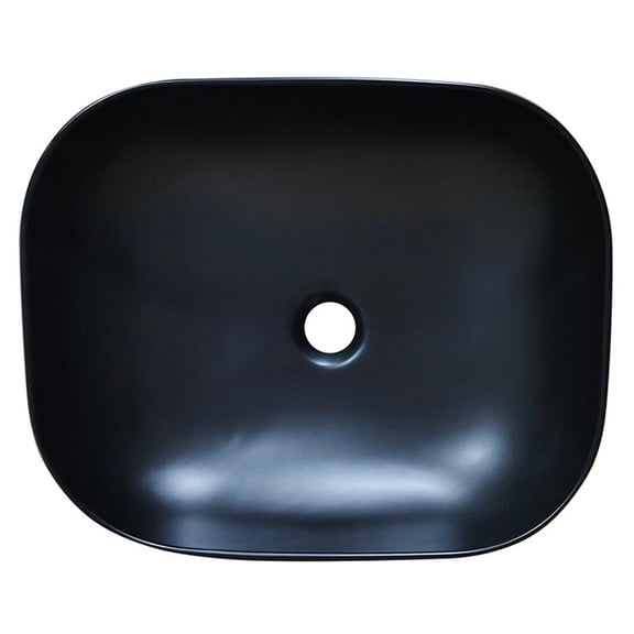 20 in. Oval Black Finish Ceramic Vessel Bathroom Vanity Sink