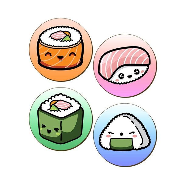 Grindstore - Pack de posavasos modelo sushi Kawaii (Multicolor)