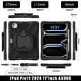 thumbnail image 2 of For iPad Pro 11 inch M5 2025/M4 2024 Case, 360 Rotatable Handle Stand, Shoulder Strap, Drop-Proof Design, Black, 2 of 7