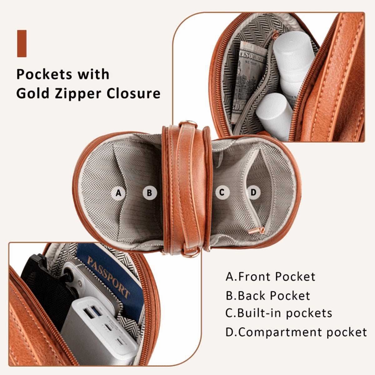 Olurrisa Small Crossbody Bag for Women with Handle and Adjustable Strap, Cell Phone Purse Cross body with 2 Zipper Pockets-Brown
