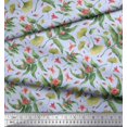 thumbnail image 3 of Soimoi Blue Poly Georgette Fabric Leaves & Azalia Floral Decor Fabric Printed Yard 42 Inch Wide, 3 of 5