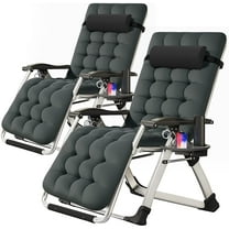 NAIZEA Zero Gravity Chairs Patio Chairs Lawn Lounge Chair Patio Set of 2 with Pillow and Cup Holder Patio Furniture Outdoor Adjustable Dining Reclining Folding Chairs for Deck Patio Beach Yard