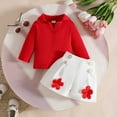 thumbnail image 2 of MEZZALL Toddler Girls Long Sleeve Ribbed T-Shirt Tshirts Tops Floral Shorts Outfits Sets Clothes Sets Classic, 2 of 4