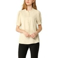 thumbnail image 2 of NOMADIC NOOK Women's 2 Packs Ruffled Button Down Short Sleeves Solid Work Office Blouse, 2 of 7