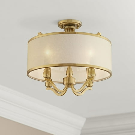 Possini Euro Design Ceiling Light Semi Flush Mount Fixture Antique Brass 18