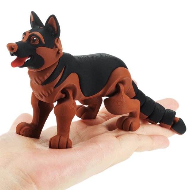 Figura de perro pastor alemán Maxdecoer impresa en 3D, juguete flexible