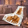 thumbnail image 6 of Watercolor Highland Cow Calf Botanical, Cozy Friendship Quote Scene, Warm Flannel Blanket for Ranch House and Living Room, Art Lovers Friendship Gift, Artistic Home Decor, 6 of 9