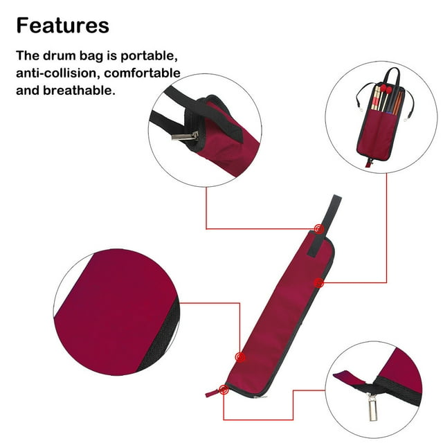 ziyahi Drum Bag Reusable Portable Waterproof Durable Drumstick Bags Storage Pouch Shoulder Strap Percussion Accessories Type 1 Type 5