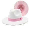 thumbnail image 1 of SAYOO Sombrero de lana de otoño neutro, sombrero de Fedora de doble cara de moda con cinta decorativa SAYOO moda, 1 of 3