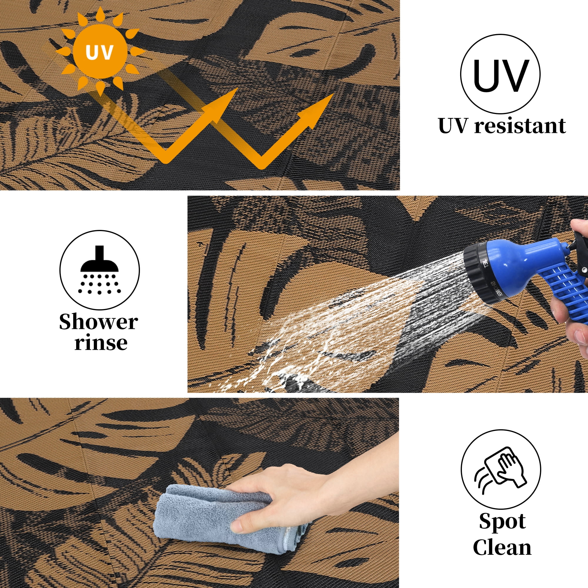 COZONY 10x20 Outdoor Rug, Reversible Waterproof Plastic Straw Patio Rug with Palm Leaf Pattern, Indoor Outdoor RV Mat for Patio Deck Balcony Camping