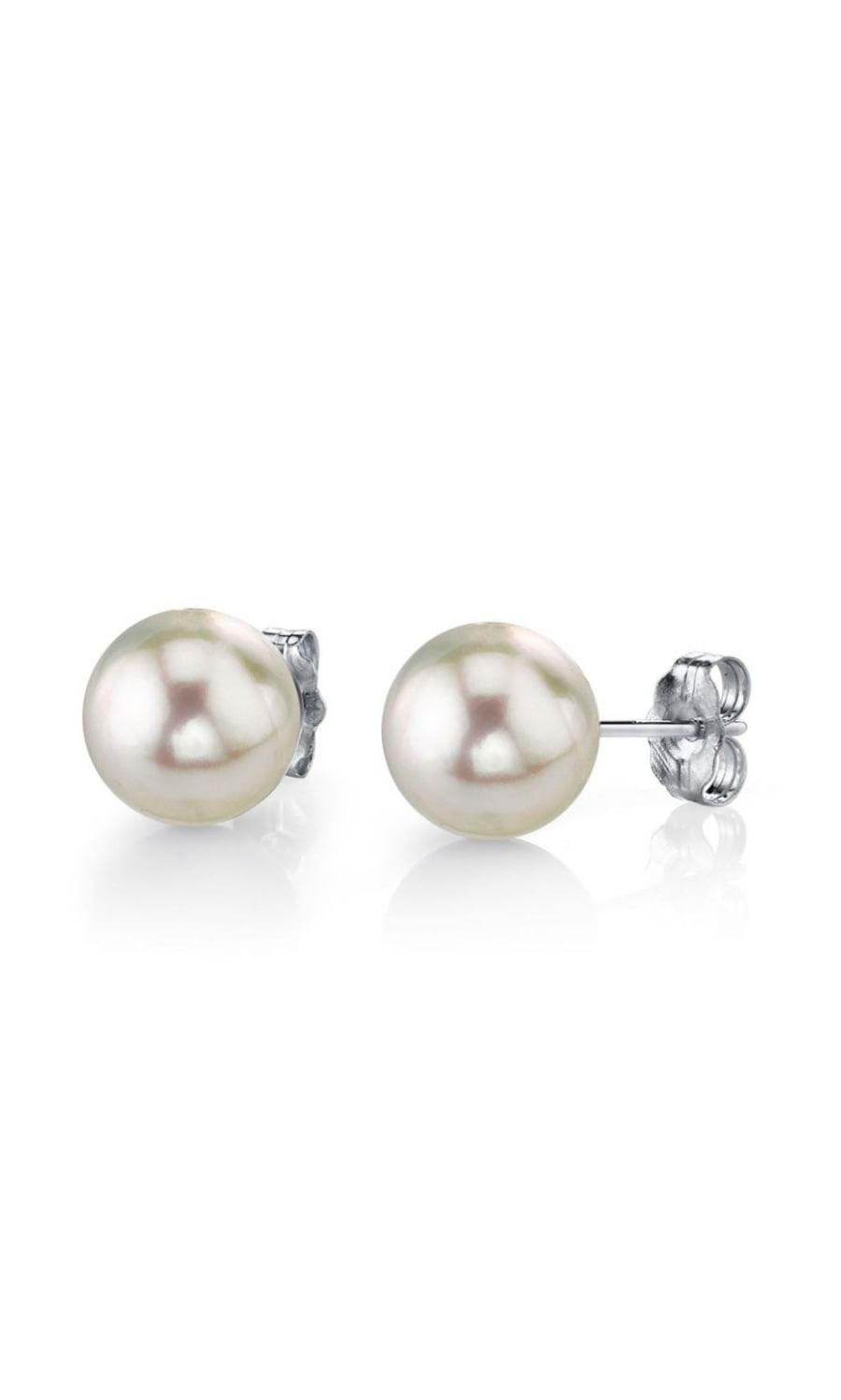 THE PEARL SOURCE White Akoya Cultured Pearl Earrings for Women with 14K Gold in AAA Quality 