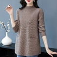 thumbnail image 4 of Comdrip Tunic Sweaters for Women, Womens Loose Fit Large Size Autumn and Winter Sweater Dressy Crewneck Pullover Sweaters Long Sweaters for Women Brown 3XL, 4 of 9