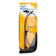 (2 pack) Equate Men's Rectangular Reading Glasses with Case, Gunmetal, +2.00