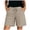 Khaki, variant on GHIIYER Bermuda Shorts for Women with Pockets High Waist Cotton Linen Trousers Summer Beach Shorts Size M
