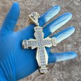thumbnail image 4 of Men 18k Gold Plated Huge Flared Cross Fully Iced Pendant Cuban Hip Hop Chain 30", 4 of 17